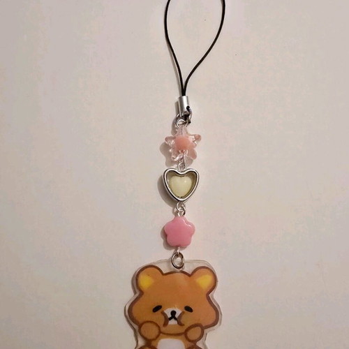 Rilakkuma keychain like new, brown and pink