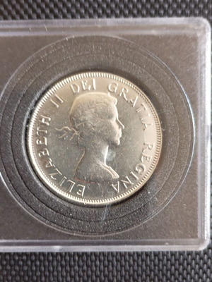 Canadian 50 Cent Silver Coin 1961 like new