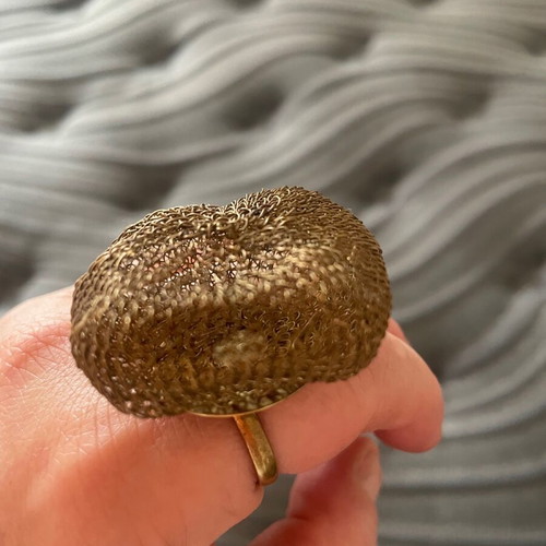 Soninke French Large Cooper Ring with Traditional Woven Design