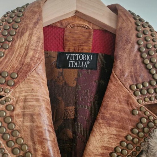 Leather jacket Vittorio Italia brown vintage Y2K like new