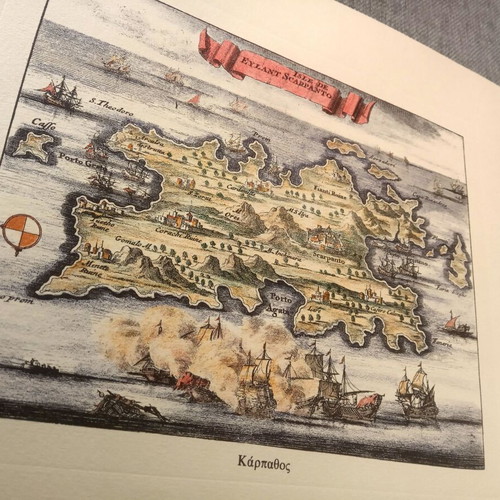 Two collectible hand-colored engravings of Karpathos and Kythera like new