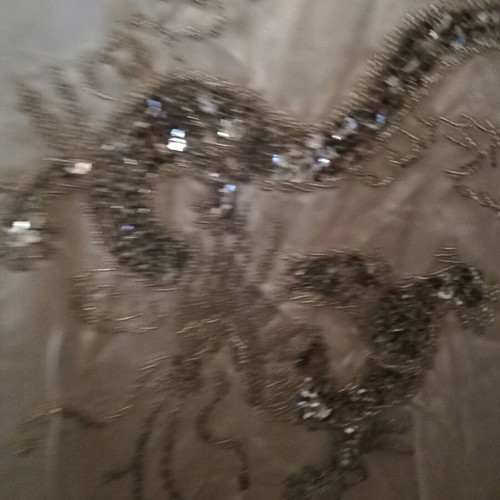 Satin kimono robe new small with sequins white and gray