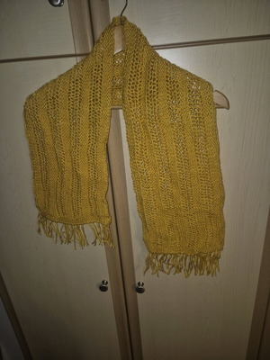 Handmade knitted grandma scarf mustard new