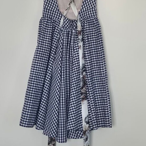 Madame Shoushou dress like new with pockets and ribbons, white-blue, size S