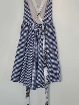 Madame Shoushou dress like new with pockets and ribbons, white-blue, size S