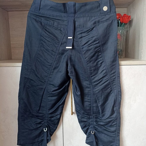 High Dark Blue Linen Pants for Women, Size S, Like New