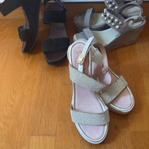 Marco Tozzi platform sandals used, pack of 3, size 38, black and silver