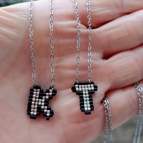 Handmade monogram necklace with Miyuki beads