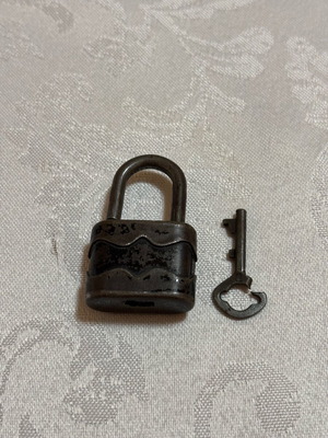 Iron padlock used, antique model from early 20th century Germany