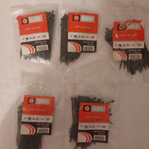 SAS Black Cable Ties 2.5 mm new, pack of 500 pieces