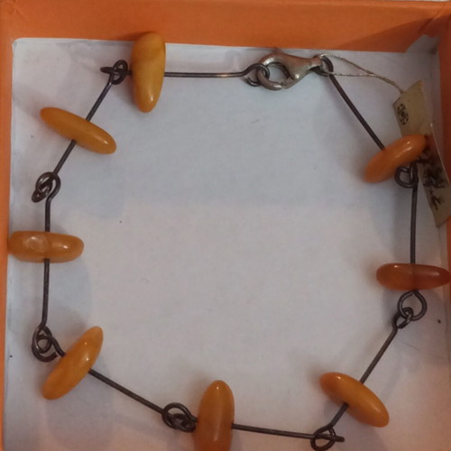 Silver 925 bracelet from Russia with vintage amber, used