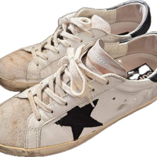 Golden Goose Superstar sneakers like new, black and white, pony skin detail