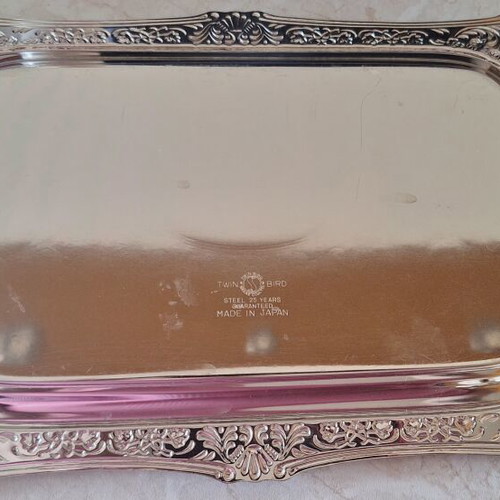 Vintage Twin Bird Serving Tray Stainless Steel 18/8 Made in Japan