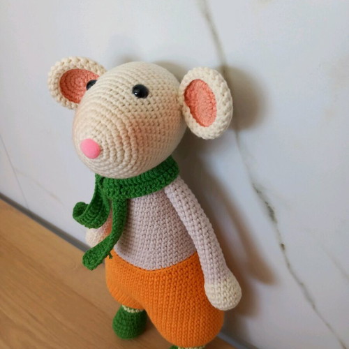 Amigurumi mouse toy new, handmade knitted doll 28 cm