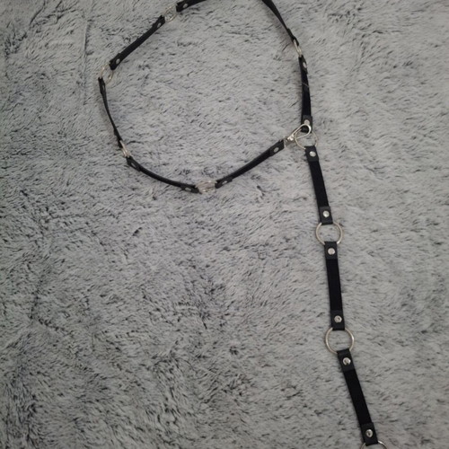 Belt with rings, black, adjustable
