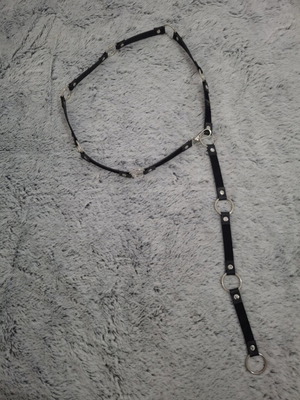 Belt with rings, black, adjustable