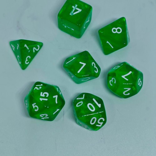 Set of 7 transparent dice for RPG and board games like new