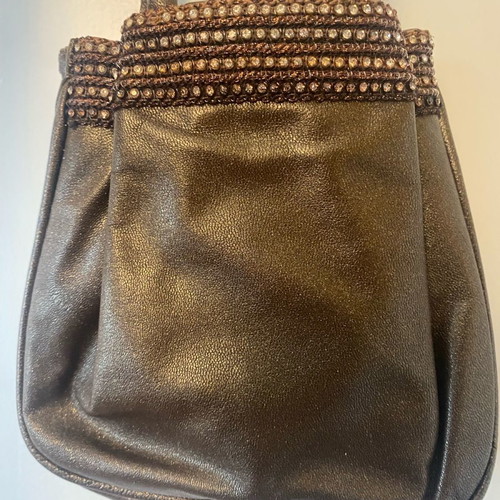 Leather evening bag with extra chain for crossbody
