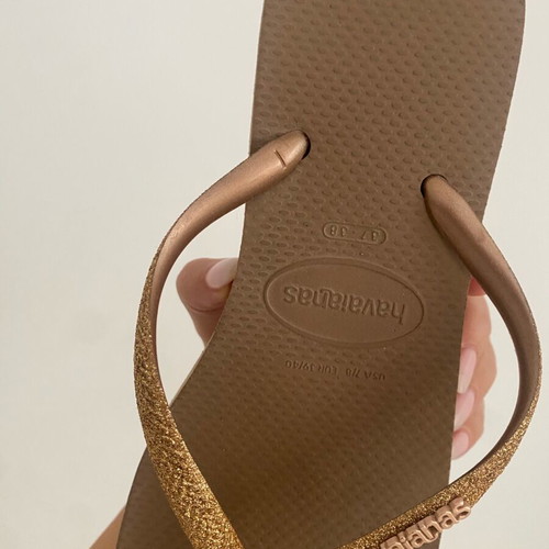 Havaianas Glitter Rose Gold Platform Flip Flops Like New Size 37-38
