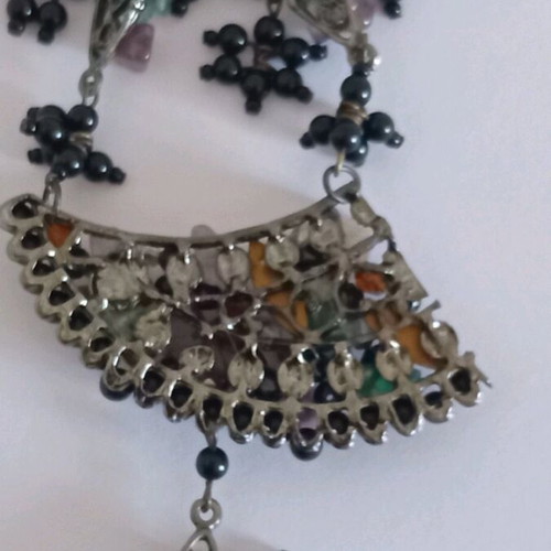 Vintage Emporio Armani energy necklace with precious and semi-precious stones and beads