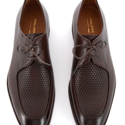 Philippe Lang men's leather moccasins brown size 41 new