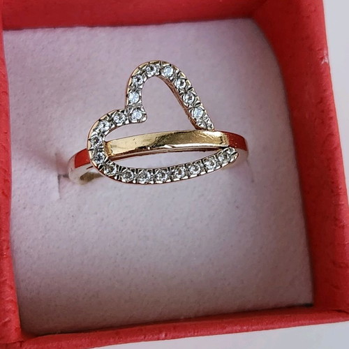 Gold ring 14 carat used, 585 gold with zircon, size 57 or 17
