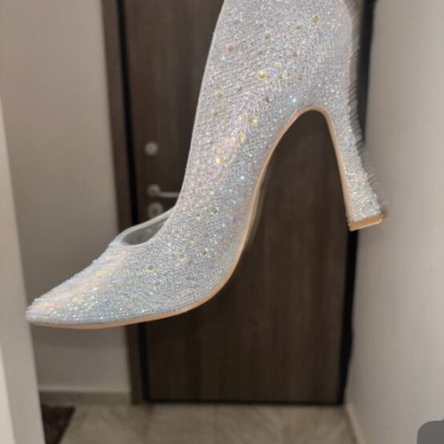 Silver high heel pumps, 12 cm