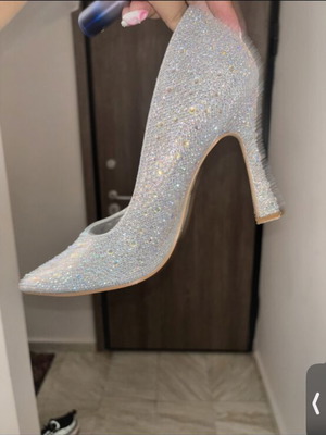 Silver high heel pumps, 12 cm
