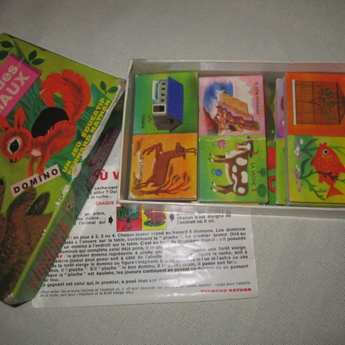 Vintage Logis des animaux domino game by Fernand Nathan used, 1970s