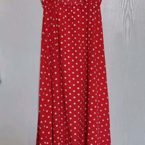 Long dress red with white polka dots size M like new