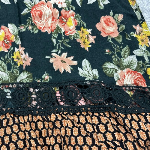 Xhilaration Floral Maxi Dress Lace Trim Boho Summer Size L Multicolor used