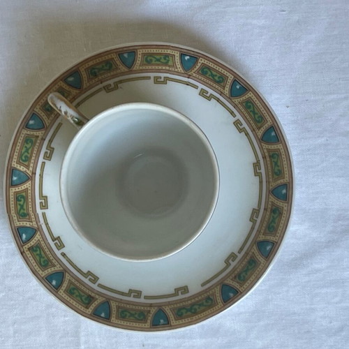 Wm Guerin Limoges antique coffee cup set used, 9 pieces (1891-1932)