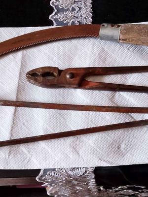Antique forged agricultural tools 1920-1940 used, set of 3