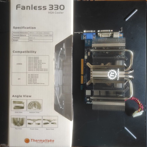 Thermaltake Fanless 330 heatsink used with Asus GeForce 6800 AGP broken GPU