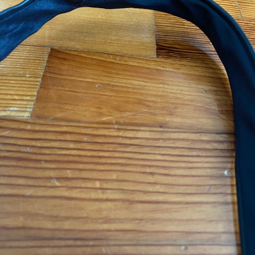 Leather slim tie blue black vintage used