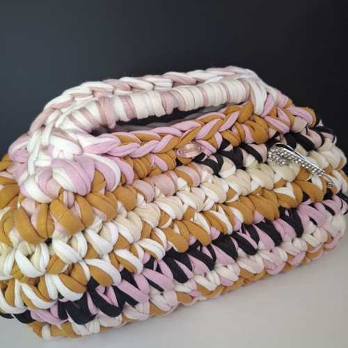 Multicolored Handmade Clutch Bag from Textile Yarn, New