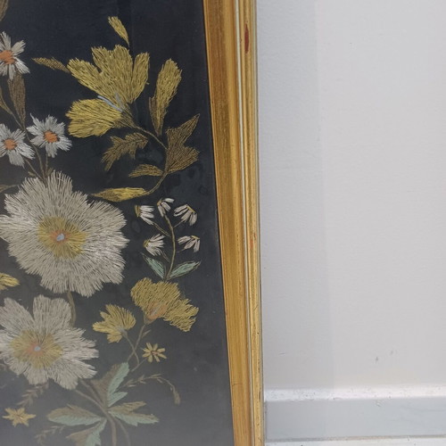 Embroidered textile painting used with metallic threads 30cm x 54cm
