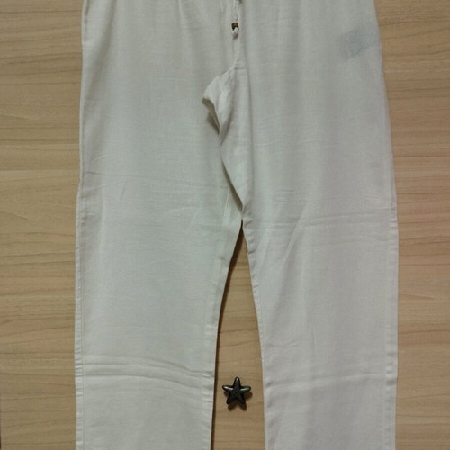 Linen pants set of 2 used, white and beige, size L