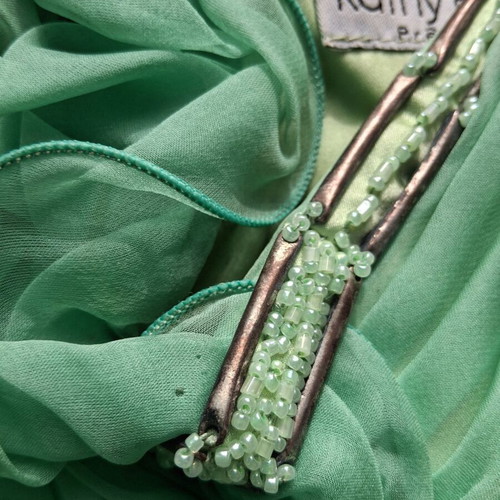 Kathy Heyndels dress used, small, light green, strapless
