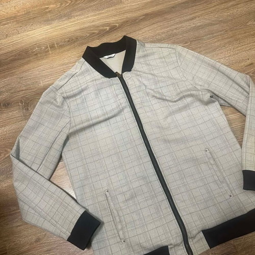 Men's casual Calvin Klein plaid bomber jacket, like new, XL size, gray