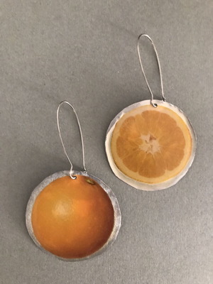 Handmade earrings like new, very lightweight, orange