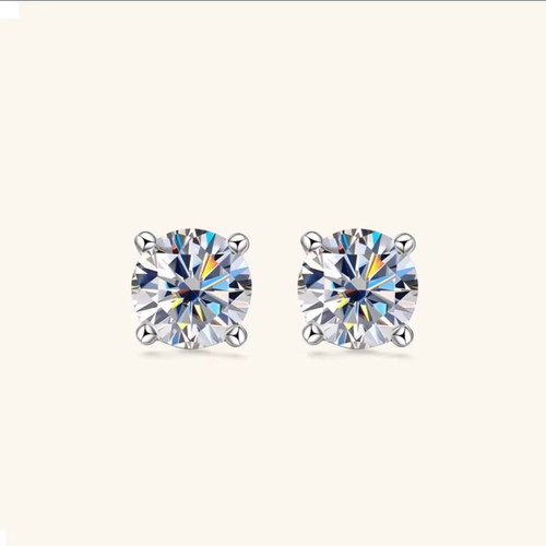 4mm Moissanite Stud Earrings 14K White Gold Plated GRA Certified