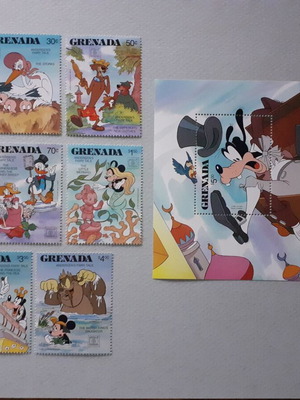 Grenada Walt Disney Andersen's Fairy Tales Stamp Set 8 and Souvenir Sheet new