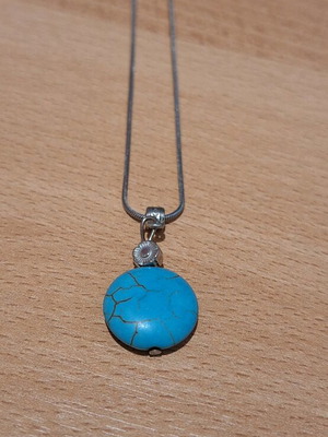 Necklace blue circle new, turquoise and silver