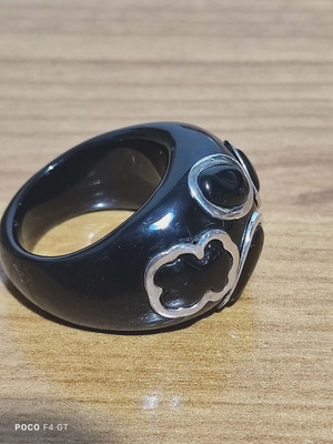 Tous ring black resin and 925 silver like new