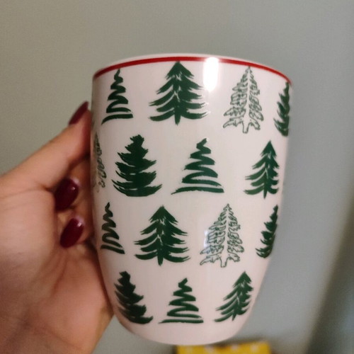 Christmas porcelain mug used with trees