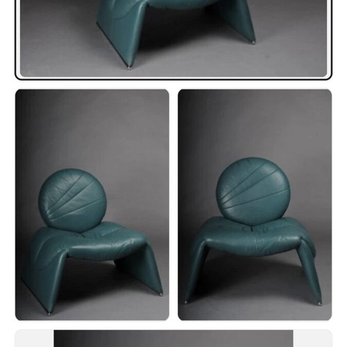 Saporiti C35 Calypso Lounge Chair like new, turquoise leather