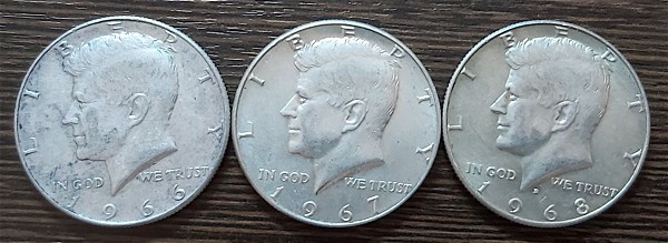  Half Dollar Kennedy 1966.1967.1968
