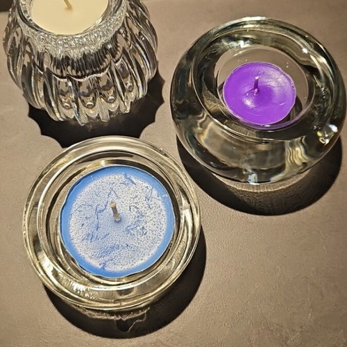 Set of 3 vintage solid glass candle holders