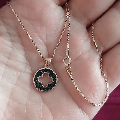 Silver 925 necklace with black zircon stones